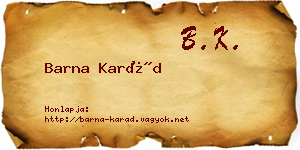Barna Karád névjegykártya